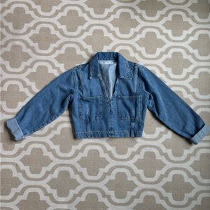 Zara Blue Denim Cropped Jacket